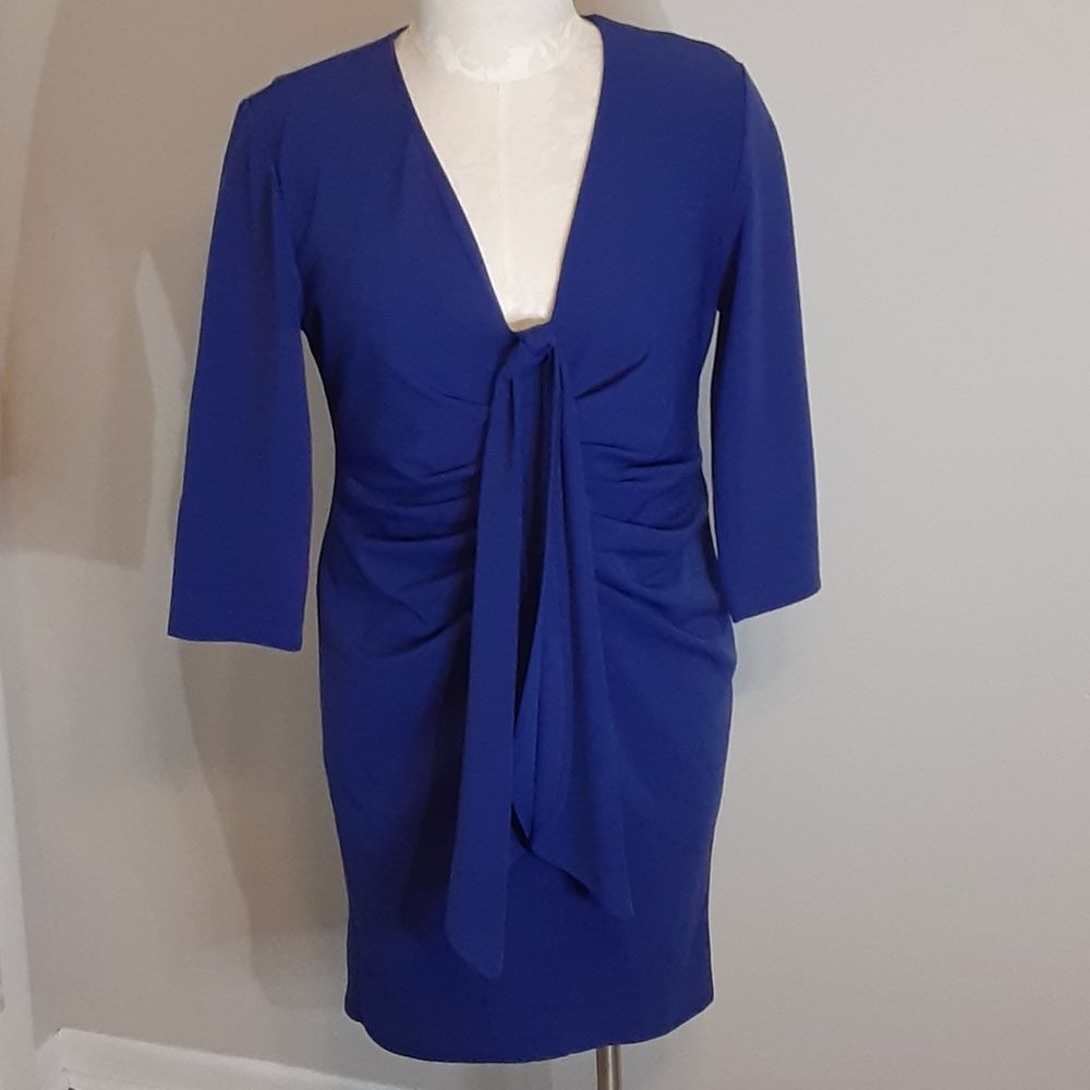 New York & Company Blue Ruched Bodycon Dress